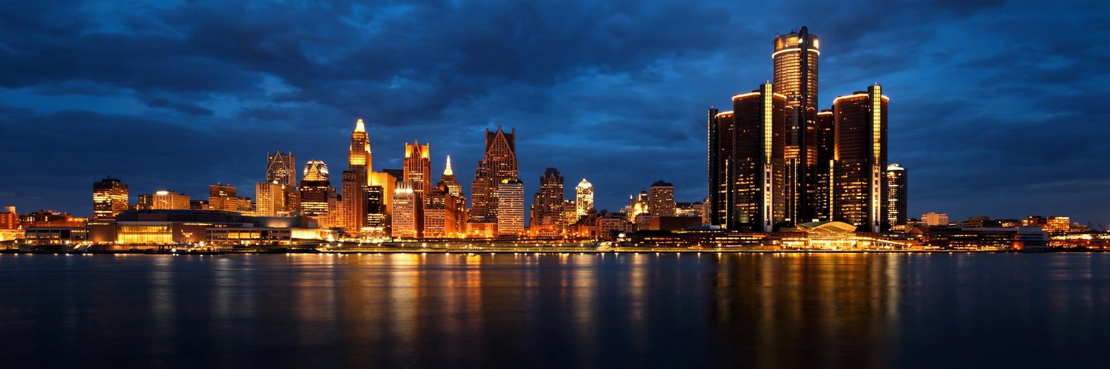 Downtown Detroit skyline at dusk